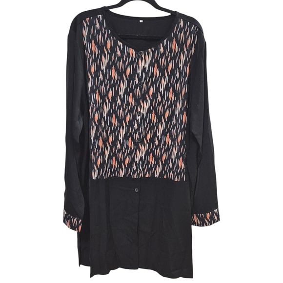 Black Kurta with Orange Detail Size 4X NWOT - Picture 2 of 7